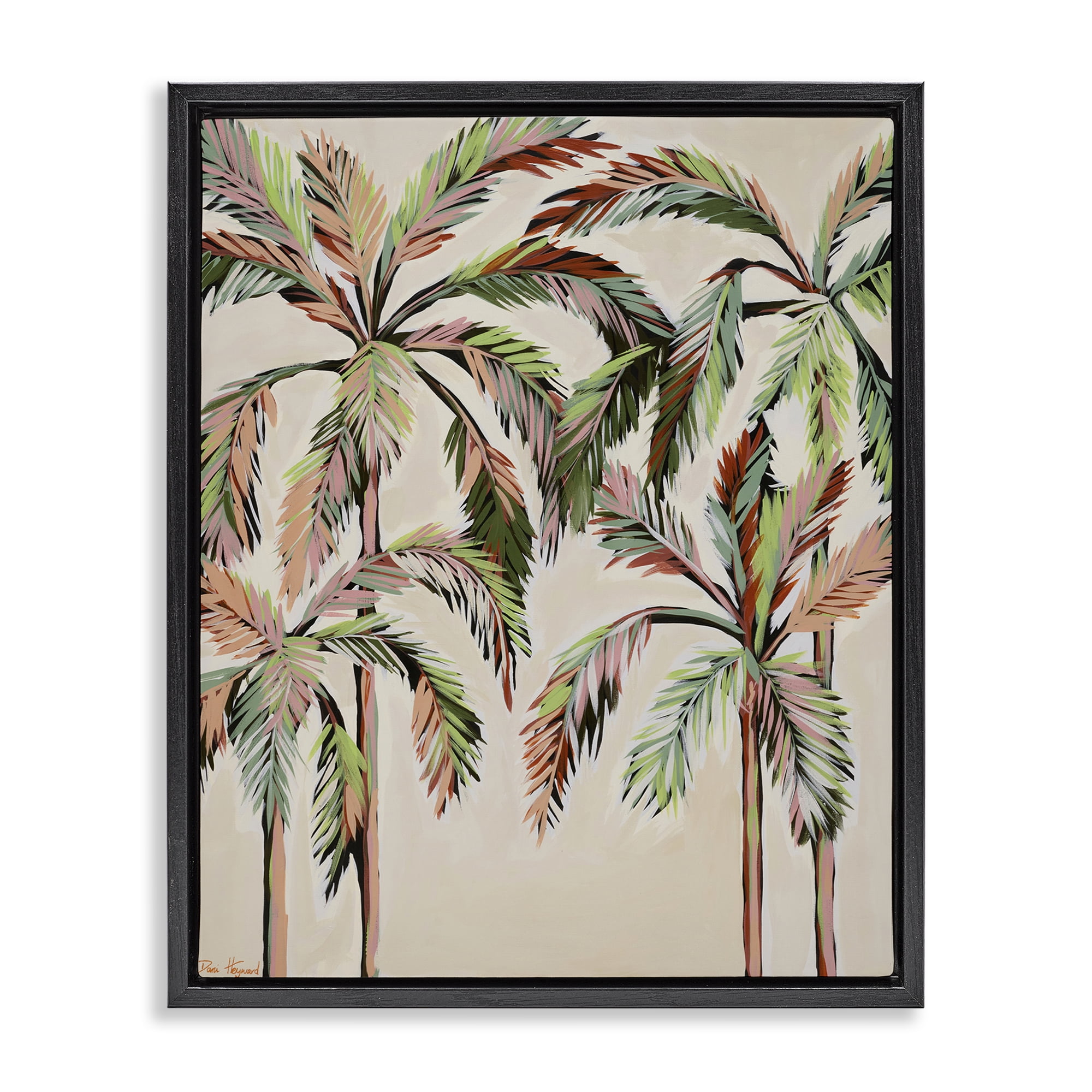 Stupell Industries Blushing Palm Tree Canopy Black Framed Floater Canvas Wall Art, design by Dani Heyward