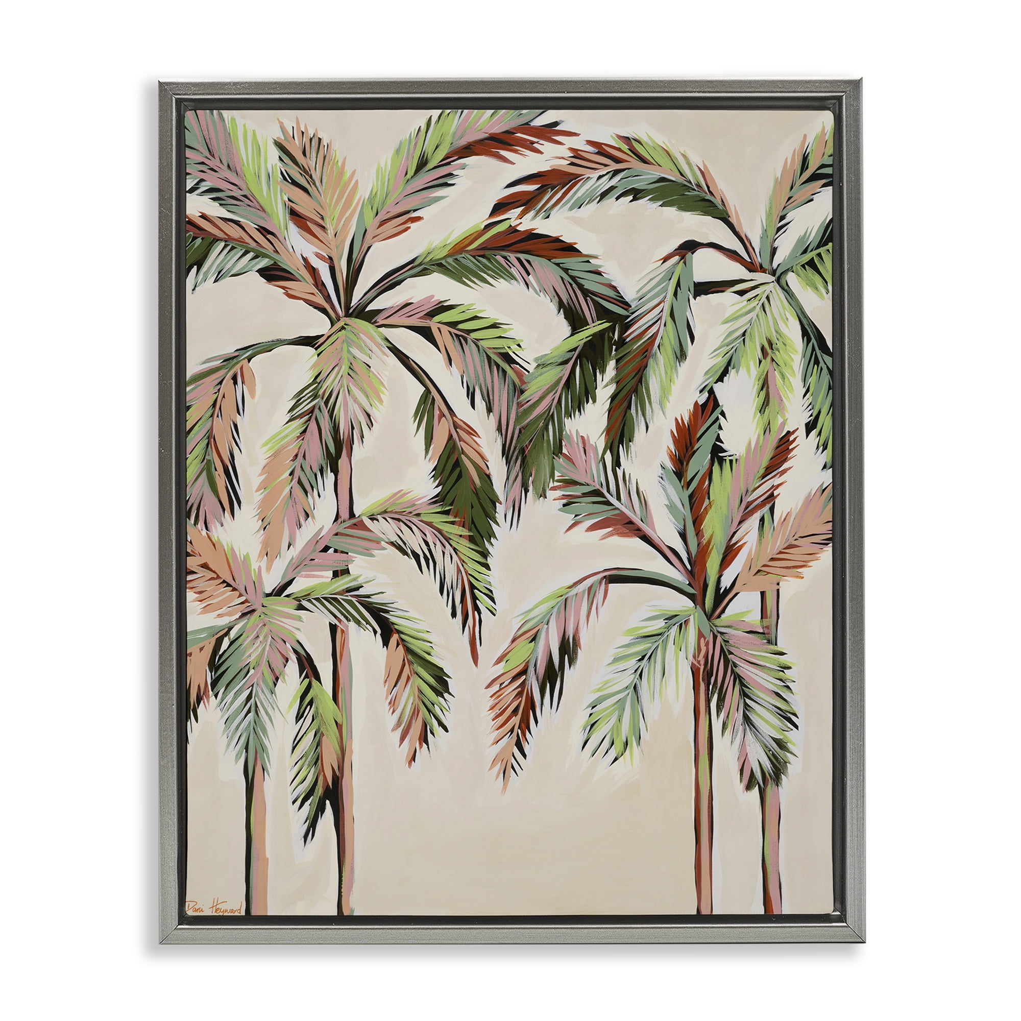 Stupell Industries Blushing Palm Tree Canopy Gray Framed Floater Canvas Wall Art, design by Dani Heyward