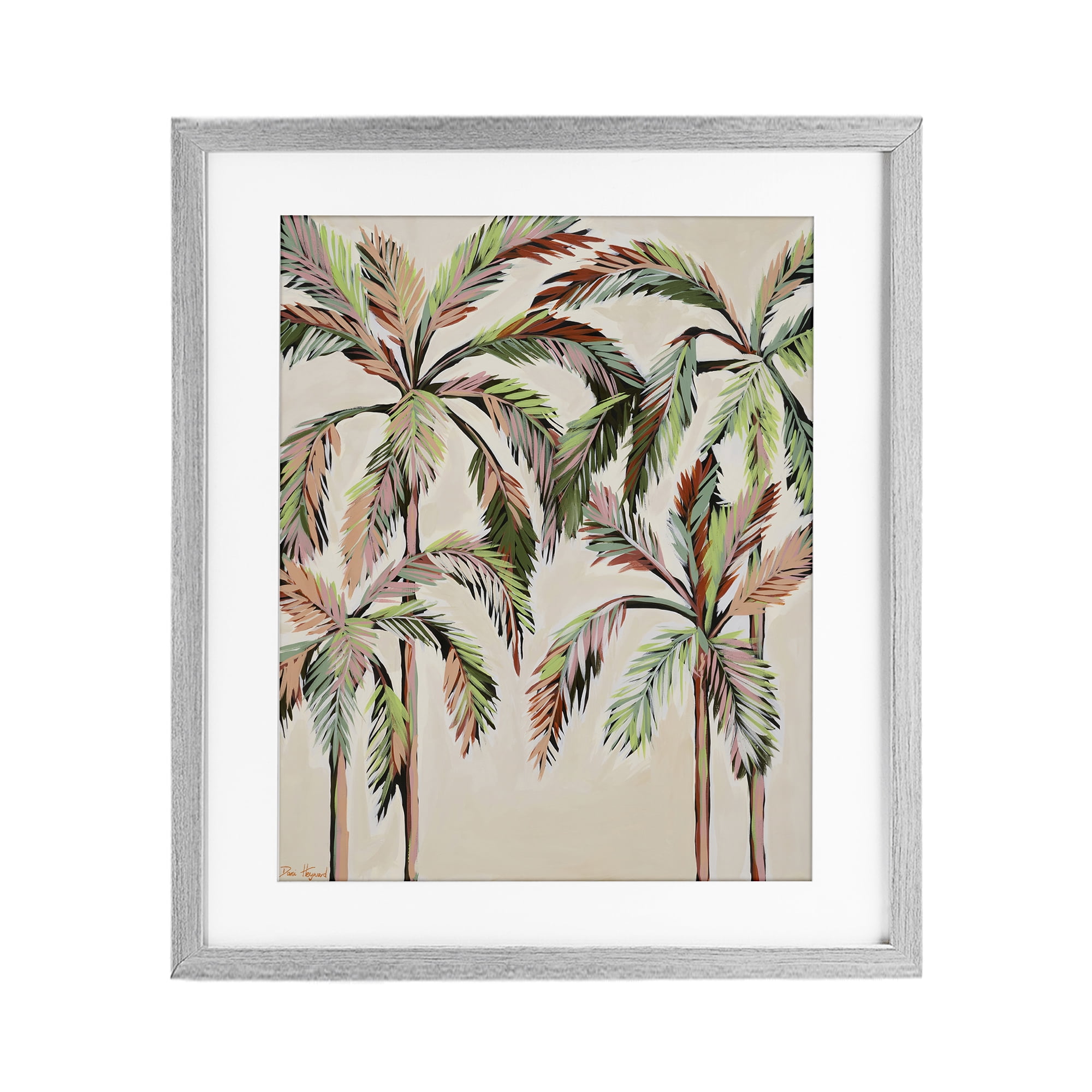 Stupell Industries Blushing Palm Tree Canopy Gray Framed Print Under Glass, design by Dani Heyward