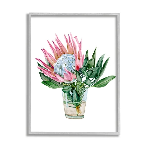 Stupell Industries Blushing Protea Flower Glass Watercolor Flower Still Life, 24 x 30, Design by Melissa Wang