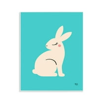 Stupell Industries Blushing Rabbit on Blue Animals Painting Unframed Art Print Wall Art, 11 x 14