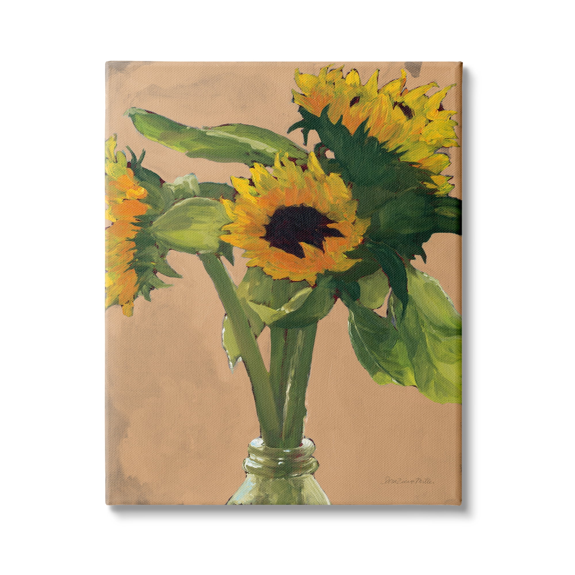Stupell Industries Blushing Sunflower Stalks Flower Vase Glass Bottle, 16 x 20,Design by Sara Zieve Miller