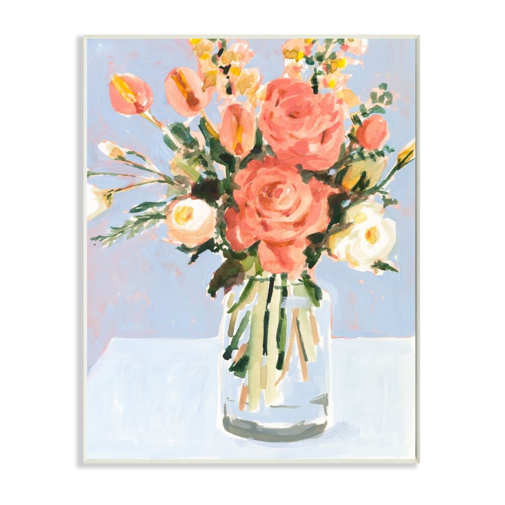 Stupell Industries Blushing Tulip and Rose Spring Floral Bouquet Designed by Victoria Borges