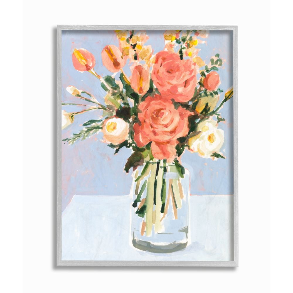 Stupell Industries Blushing Tulip and Rose Spring Floral Bouquet Designed by Victoria Borges