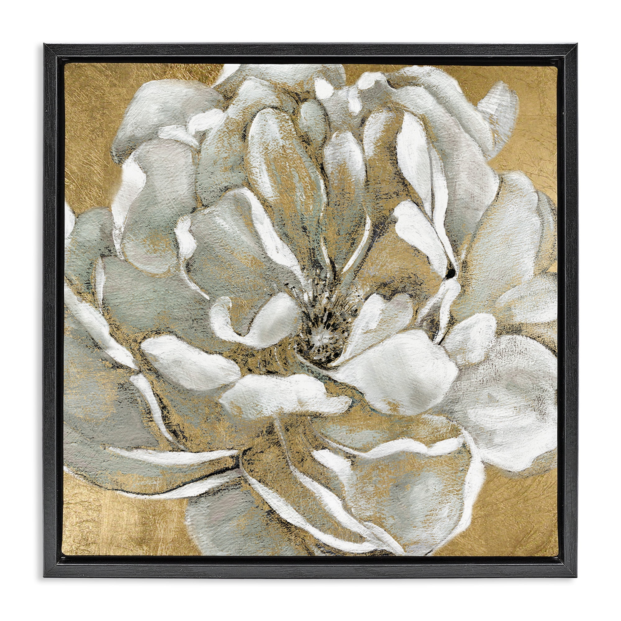 Stupell Industries Blushing White Magnolia Flower Abstract Botanical & Floral Painting Black Floater Framed Canvas Art Print Wall Art, 25 x 25