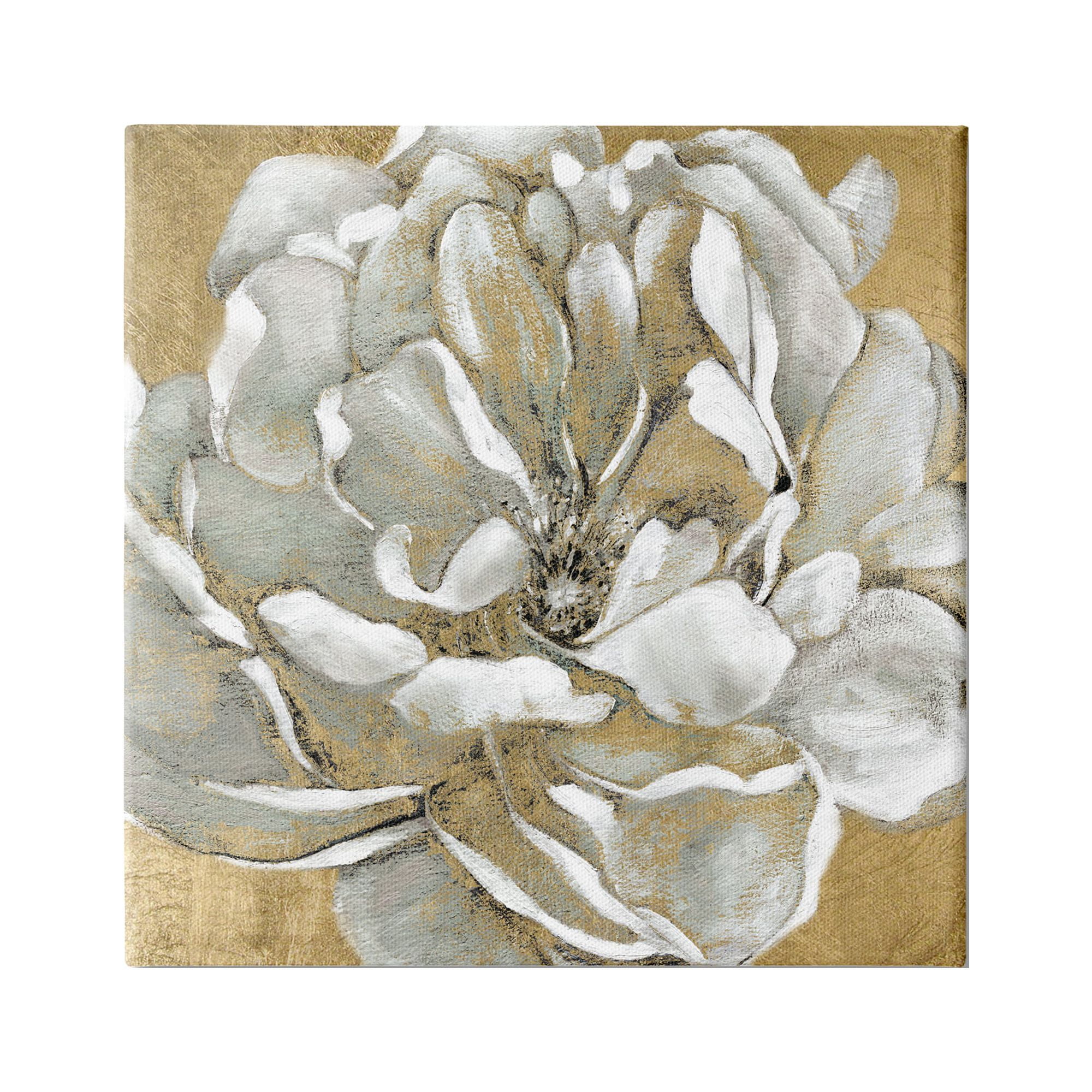 Stupell Industries Blushing White Magnolia Flower Abstract Floral over Gold, 17 x 17,Design by Carol Robinson