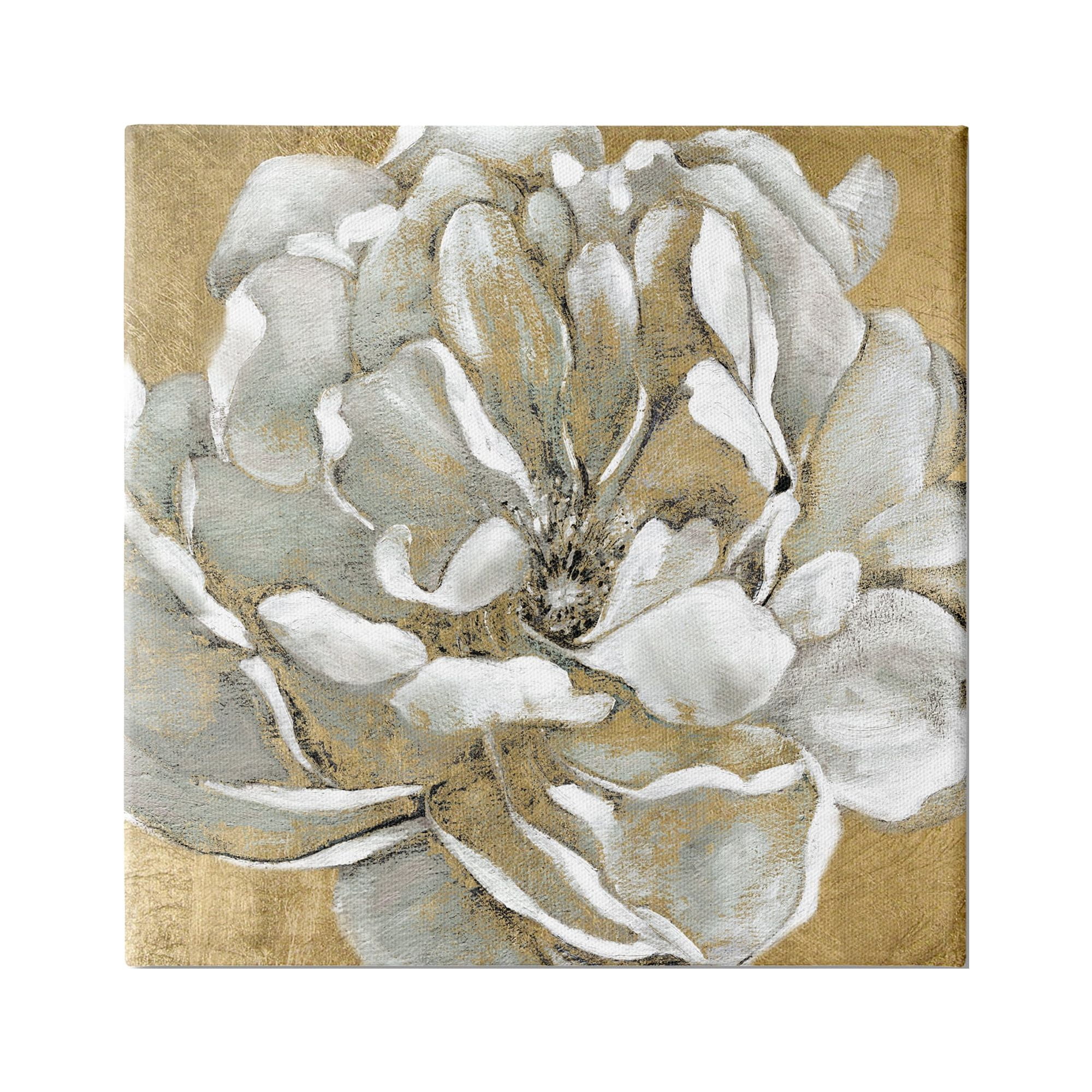 Stupell Industries Blushing White Magnolia Flower Abstract Floral over Gold, 24 x 24,Design by Carol Robinson
