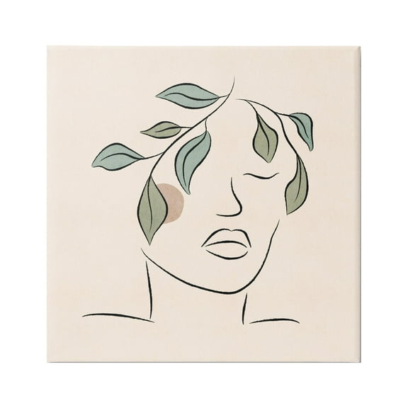 Stupell Industries Blushing Woman Face Botanical Outline Doodle Drawing Graphic Art Gallery Wrapped Canvas Print Wall Art, Design by JJ Design House LLC