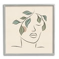 thumbnail image 1 of Stupell Industries Blushing Woman Face Botanical Outline Doodle Drawing Graphic Art Gray Framed Art Print Wall Art, Design by JJ Design House LLC, 1 of 5
