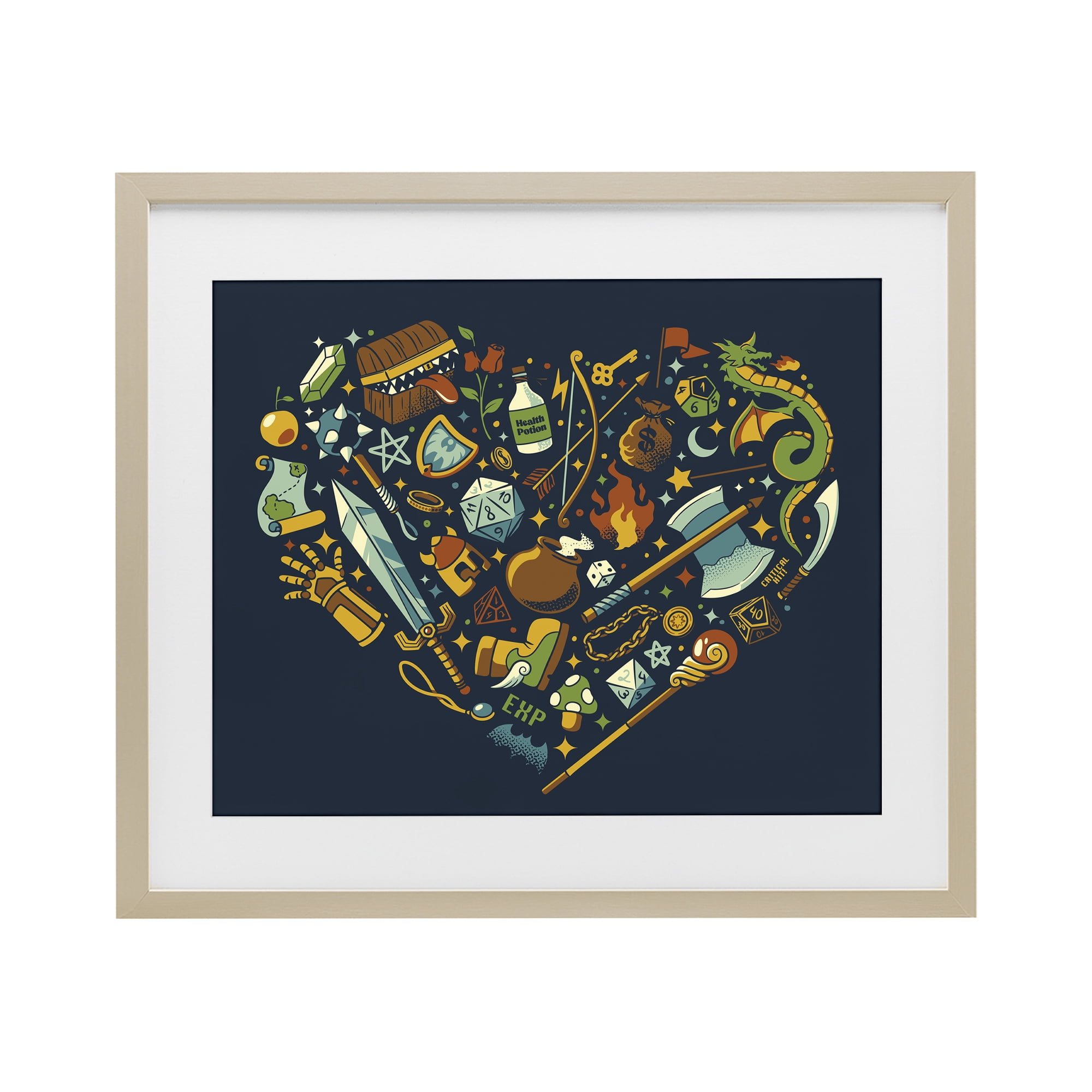 Stupell Industries Board Game RPG Trinkets Birch Framed Print Under Glass, design by Tobe Fonseca