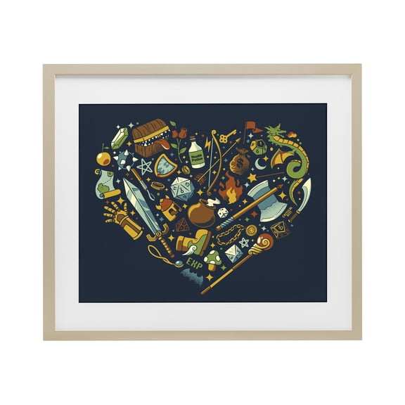 Stupell Industries Board Game RPG Trinkets Birch Framed Print Under Glass, design by Tobe Fonseca
