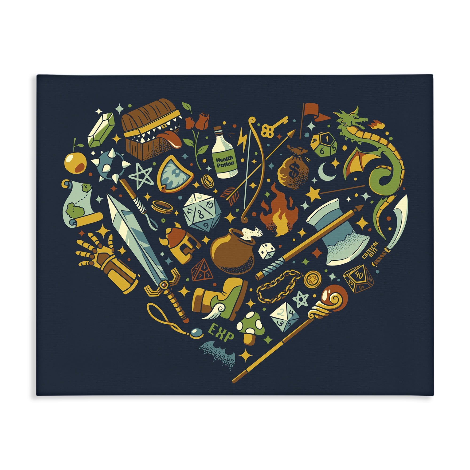 Stupell Industries Board Game RPG Trinkets Canvas Wall Art, design by Tobe Fonseca
