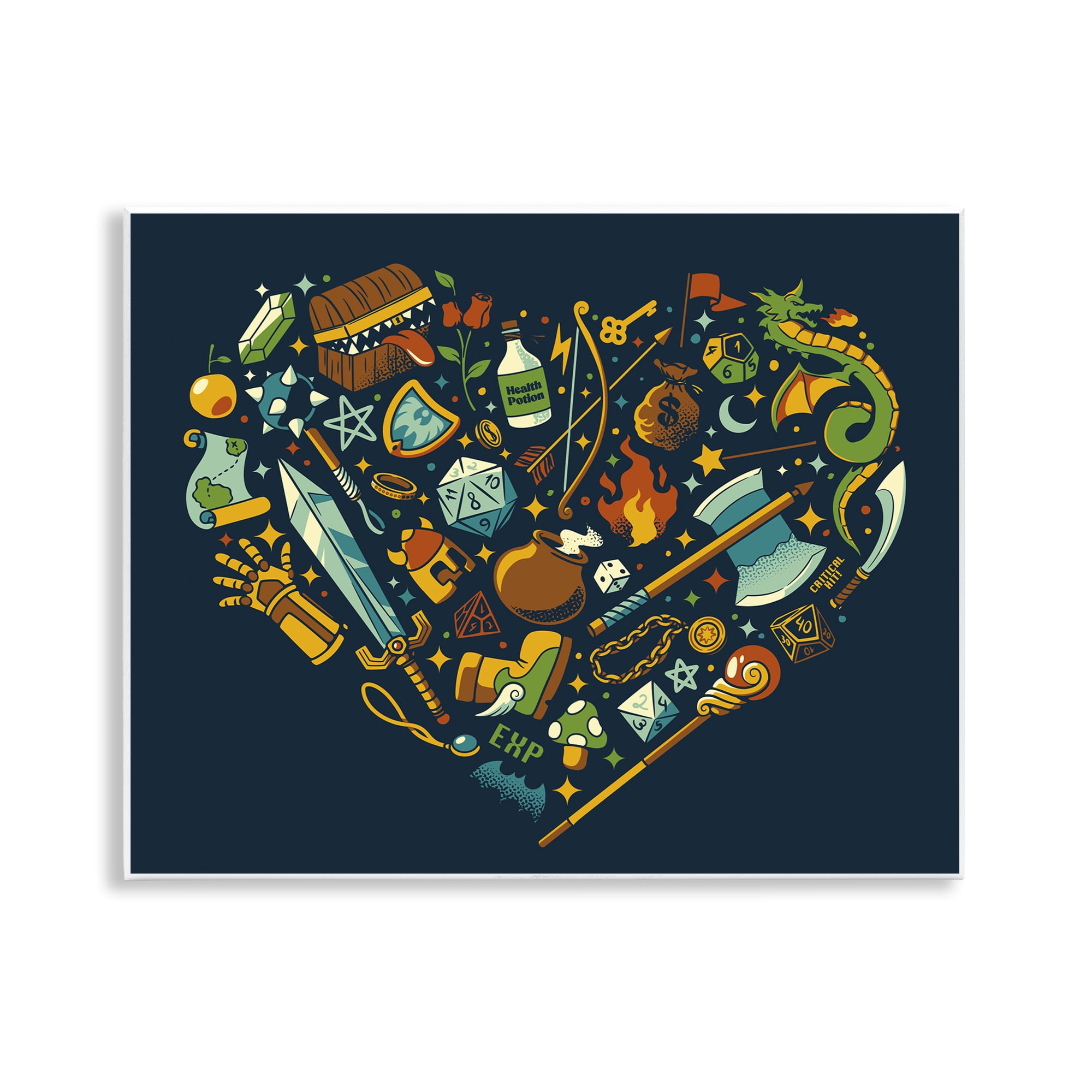 Stupell Industries Board Game RPG Trinkets Wall Plaque Art, design by Tobe Fonseca