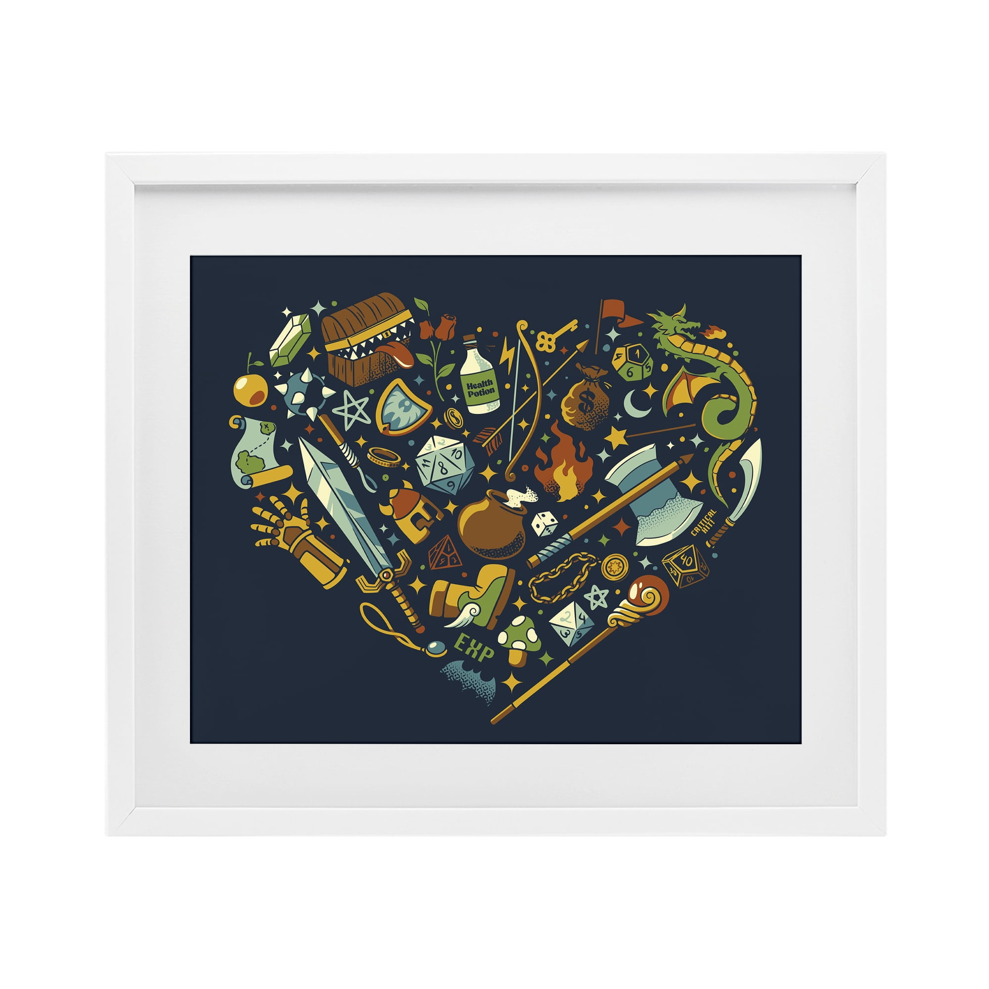Stupell Industries Board Game RPG Trinkets White Framed Print Under Glass, design by Tobe Fonseca