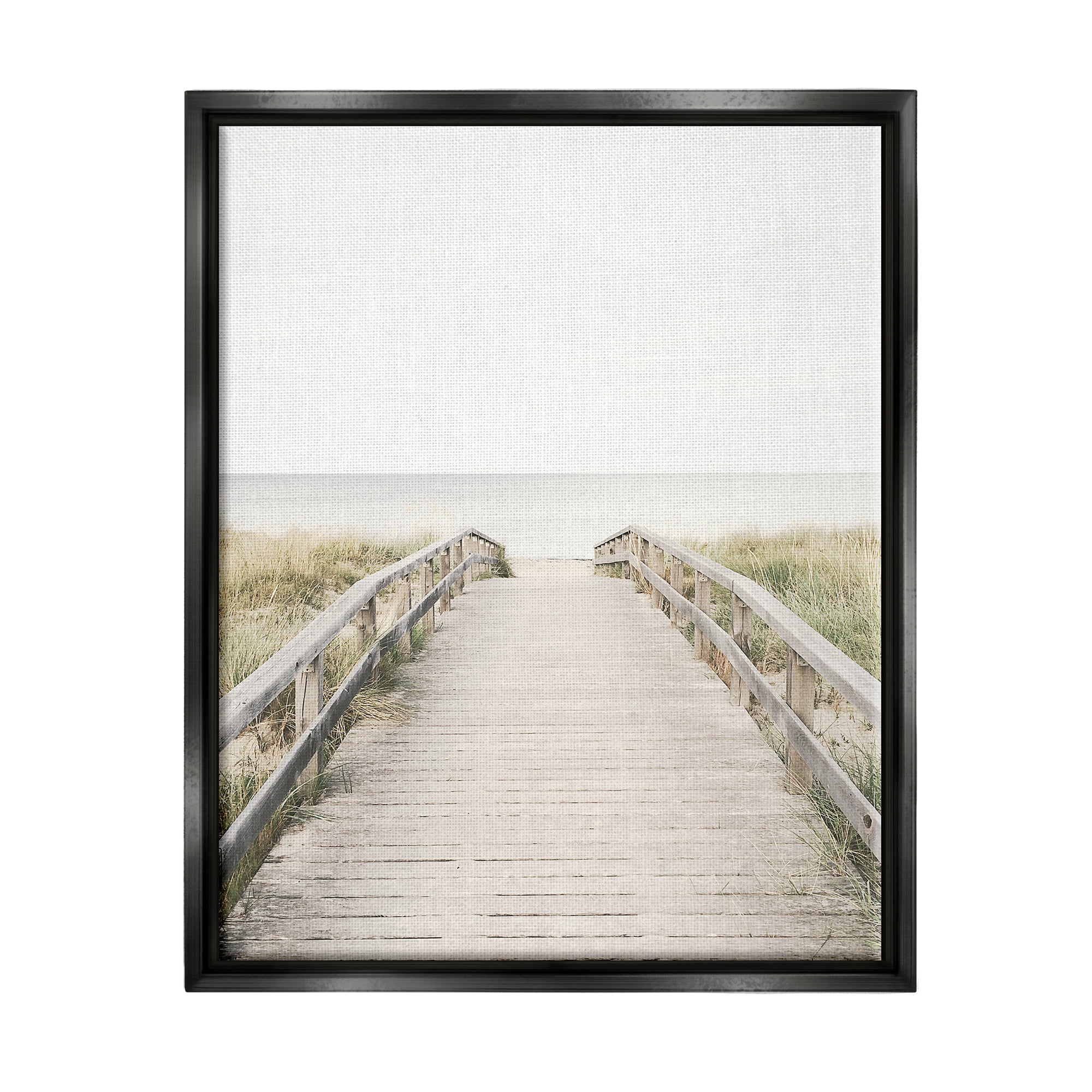Stupell Industries Boardwalk Beach View Nature Photography Black Floater Framed Art Print Wall Art, 17 x 21