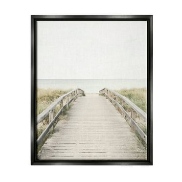 Stupell Industries Boardwalk Beach View Nature Photography Black Floater Framed Art Print Wall Art, 17 x 21