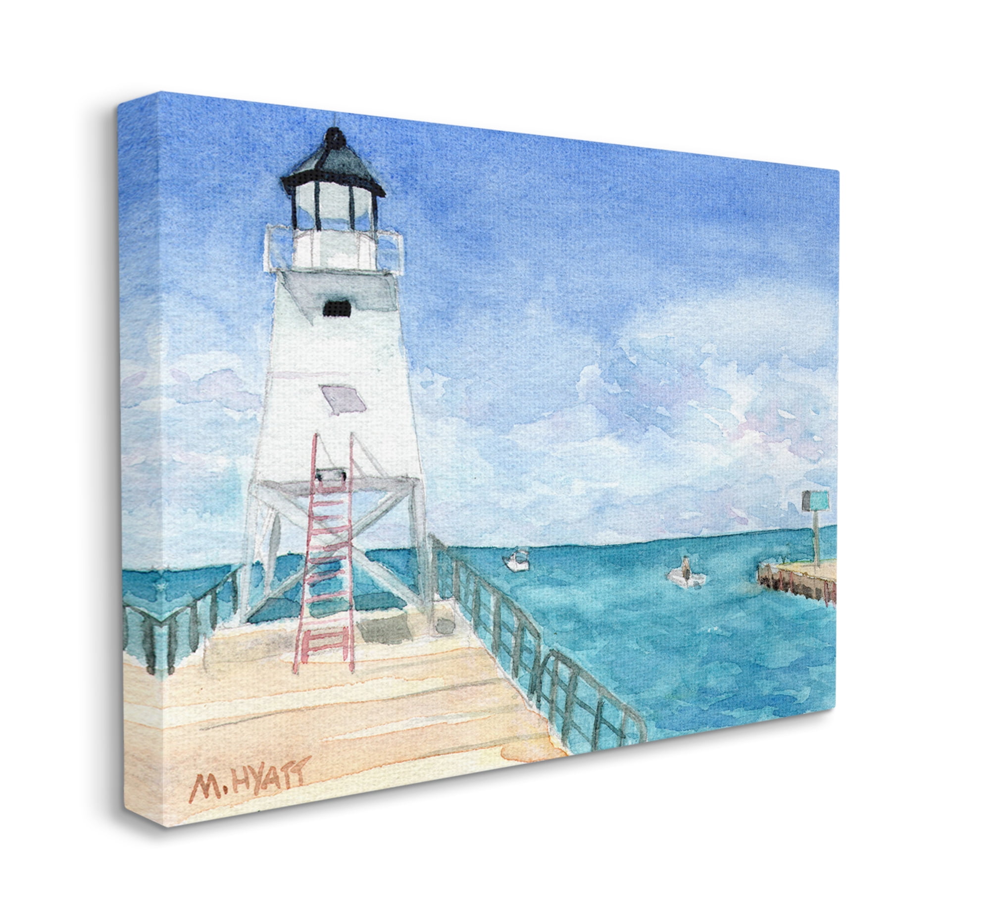 Stupell Industries Boardwalk Leading to Lighthouse Seaside Landscape Canvas Wall Art, 24 x 30, Design by Melissa Hyatt LLC