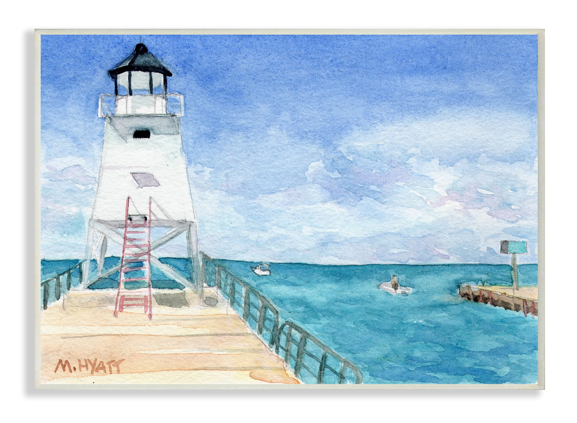 Stupell Industries Boardwalk Leading to Lighthouse Seaside Landscape Wall Plaque, 13 x 19, Design by Melissa Hyatt LLC