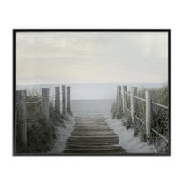 Stupell Industries Boardwalk Steps to Beach Landscape Photography Black Framed Art Print Wall Art, 14 x 11