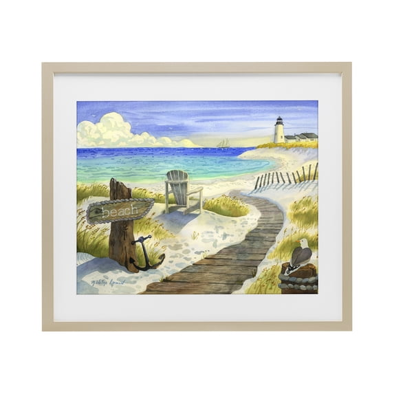 Stupell Industries Rustic Lodge Boardwalk To The Lighthouse Birch Framed Print Under Glass, 16 x 13, by Robin Altman