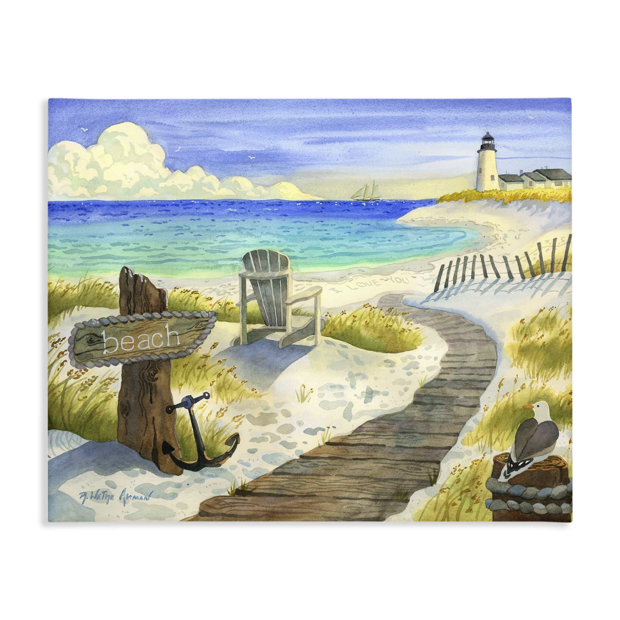Stupell Industries Boardwalk To The Lighthouse Canvas Wall Art, design by Robin Altman