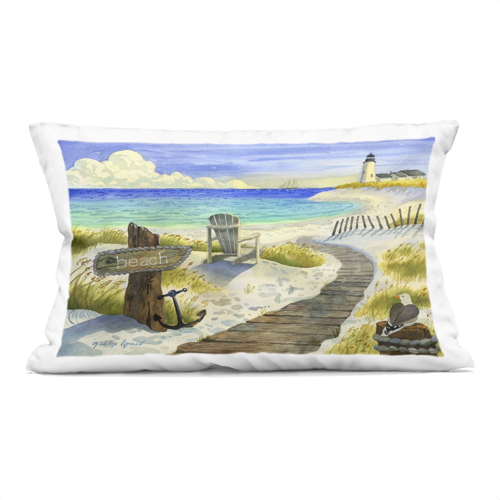 Stupell Industries Boardwalk To The Lighthouse Decorative Printed Throw Pillow, design by Robin Altman, 14 x 7 x 20