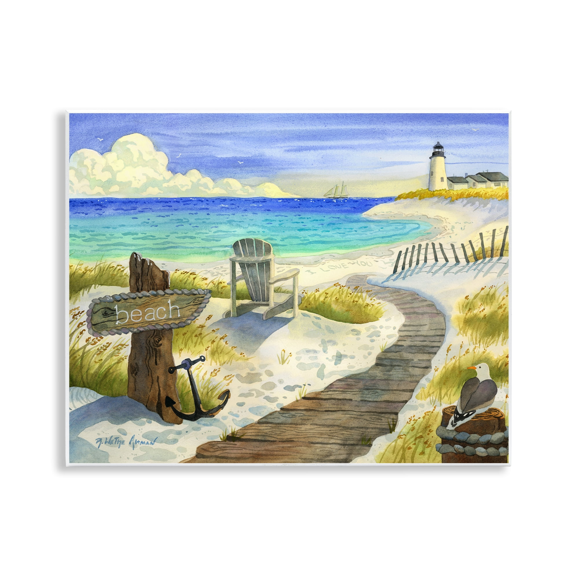 Stupell Industries Boardwalk To The Lighthouse Wall Plaque Art, design by Robin Altman