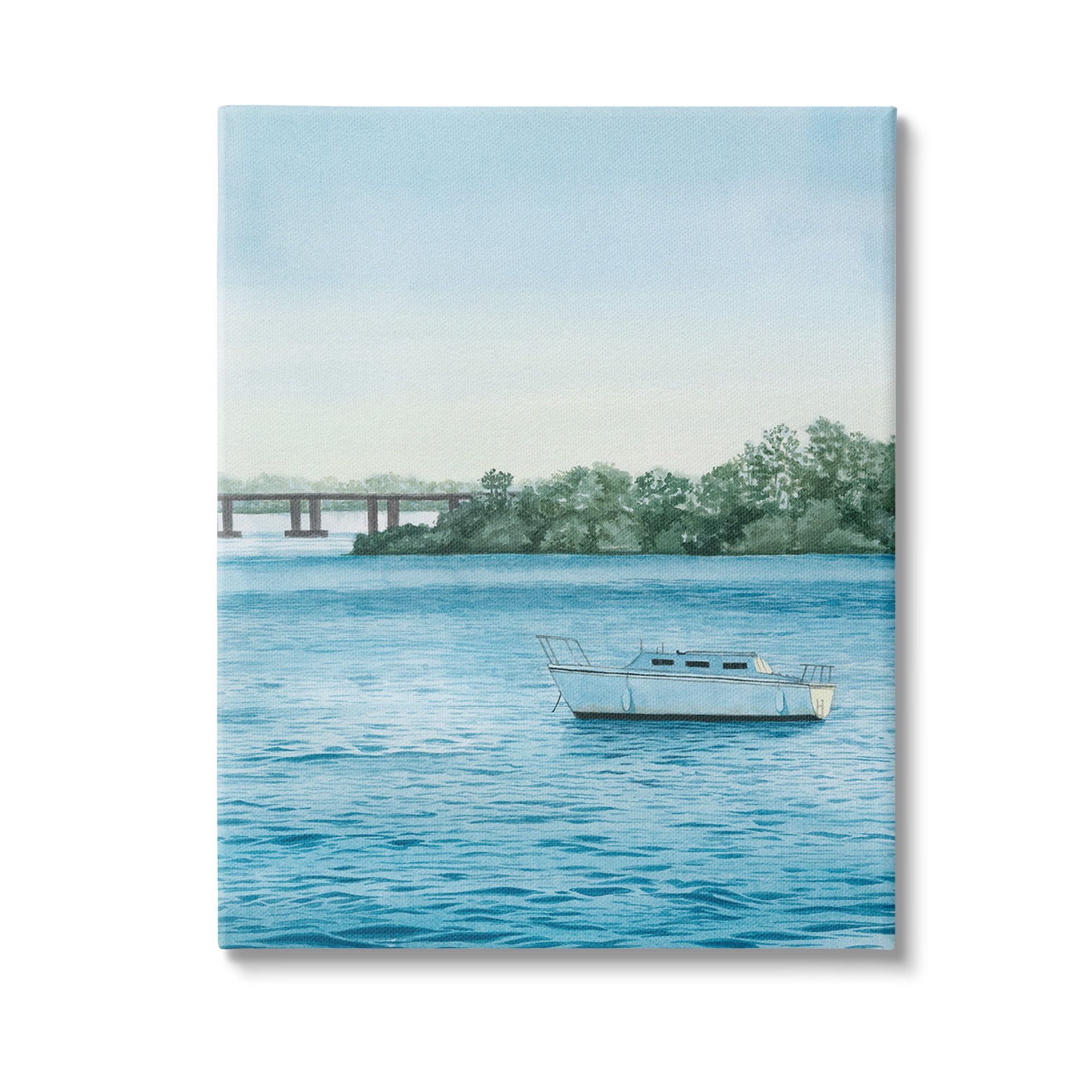 Stupell Industries Boat & Bridge Scenery Transportation Photography Gallery Wrapped Canvas Art Print Wall Art, 36 x 48