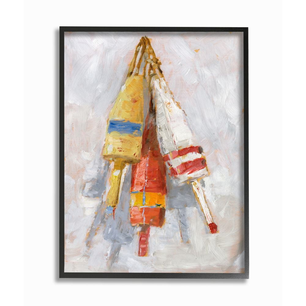 Stupell Industries Boat Buoy Ocean Lake Red Yellow Painting Framed Wall Art by Ethan Harper