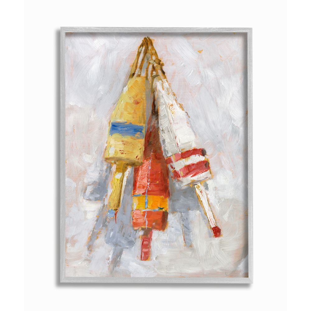 Stupell Industries Boat Buoy Ocean Lake Red Yellow Painting Framed Wall Art by Ethan Harper