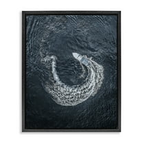 Stupell Industries Boat Circling Water Transportation Photography Black Floater Framed Canvas Art Print Wall Art, 17 x 21