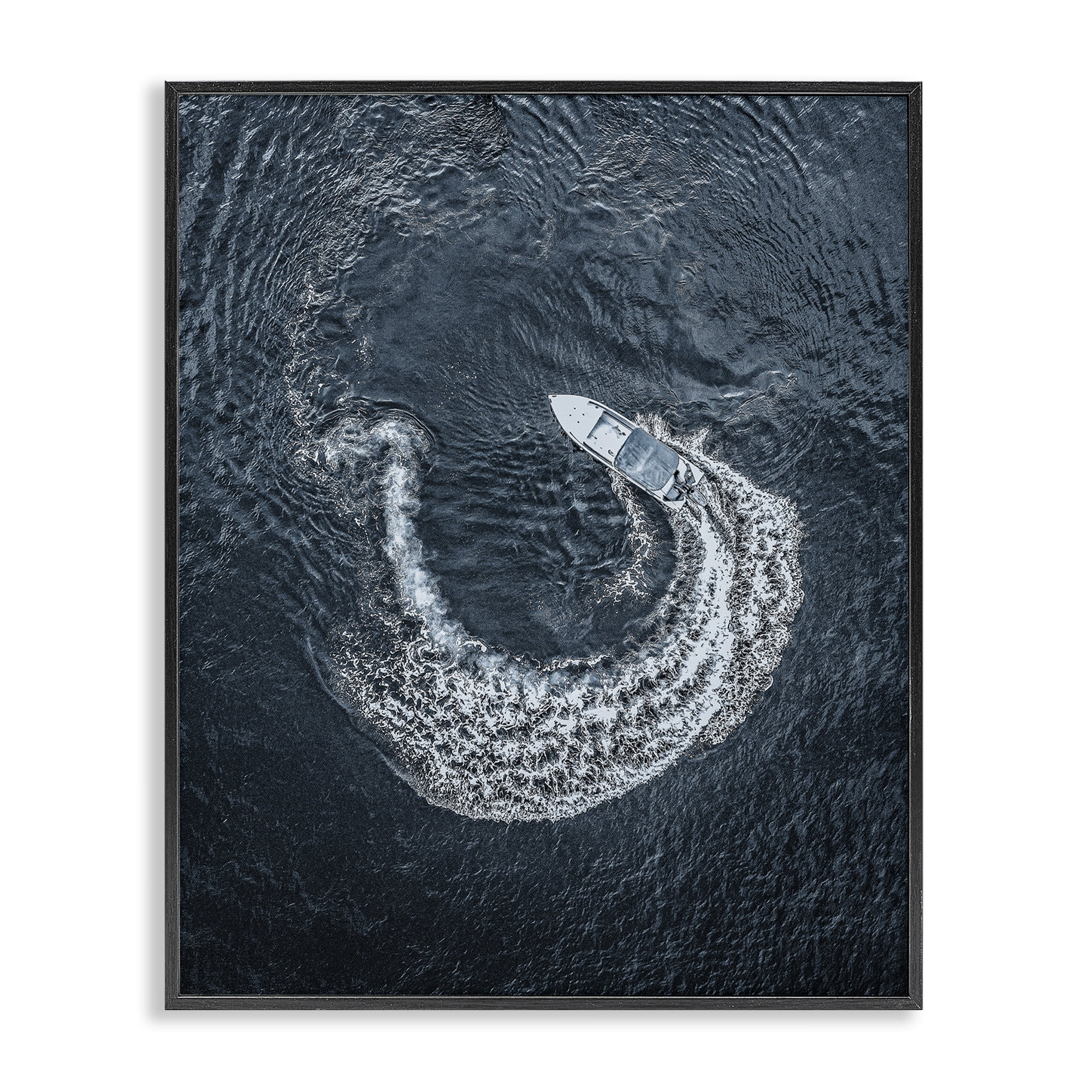 Stupell Industries Boat Circling Water Transportation Photography Black Framed Art Print Wall Art, 24 x 30