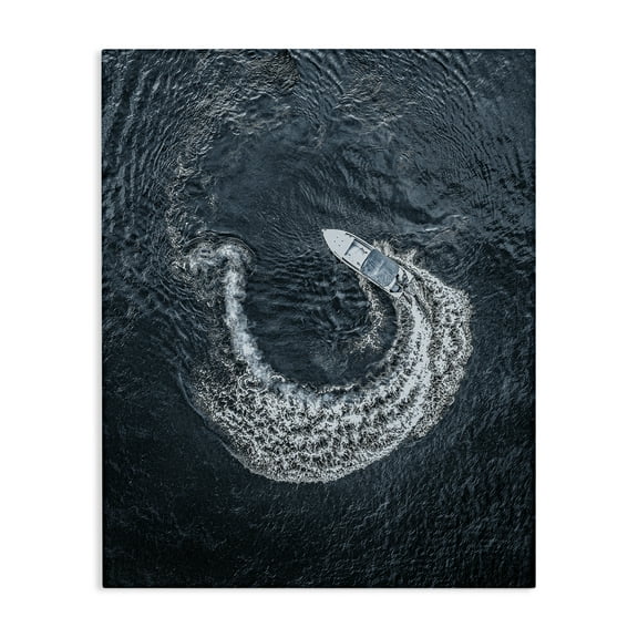 Stupell Industries Boat Circling Water Transportation Photography Gallery Wrapped Canvas Art Print Wall Art, 16 x 20