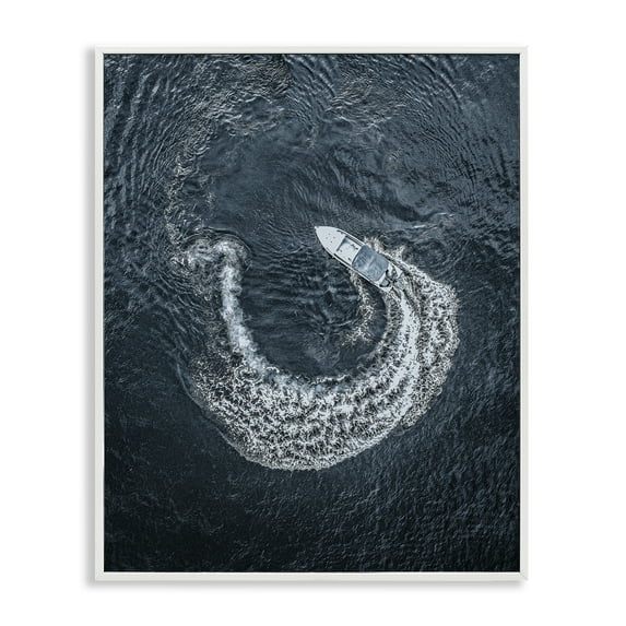 Stupell Industries Boat Circling Water Transportation Photography White Framed Art Print Wall Art, 16 x 20