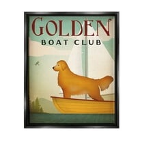 Stupell Industries Boat Club Dog Sailing Graphic Art Jet Black Floating Framed Canvas Print Wall Art, Design by Ryan Fowler
