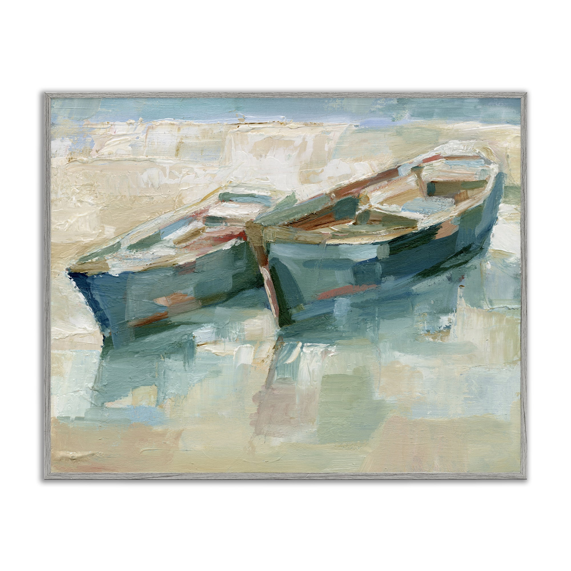 Stupell Industries Boat Duo on Shore Transportation Painting Gray Framed Art Print Wall Art, 20 x 16