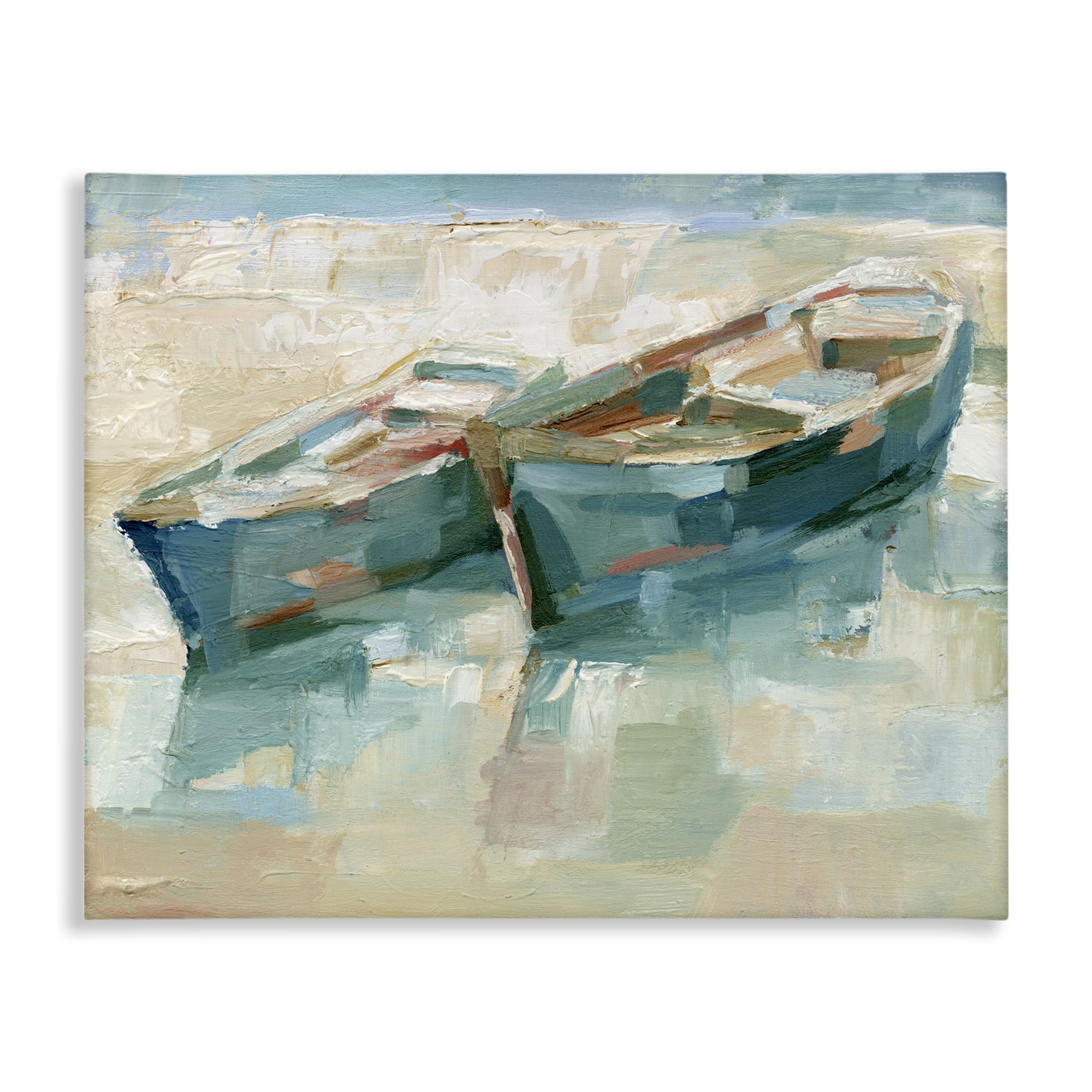 Stupell Industries Boat Duo on Shore Transportation Painting Wrapped Canvas Art Print Wall Art, 40 x 30