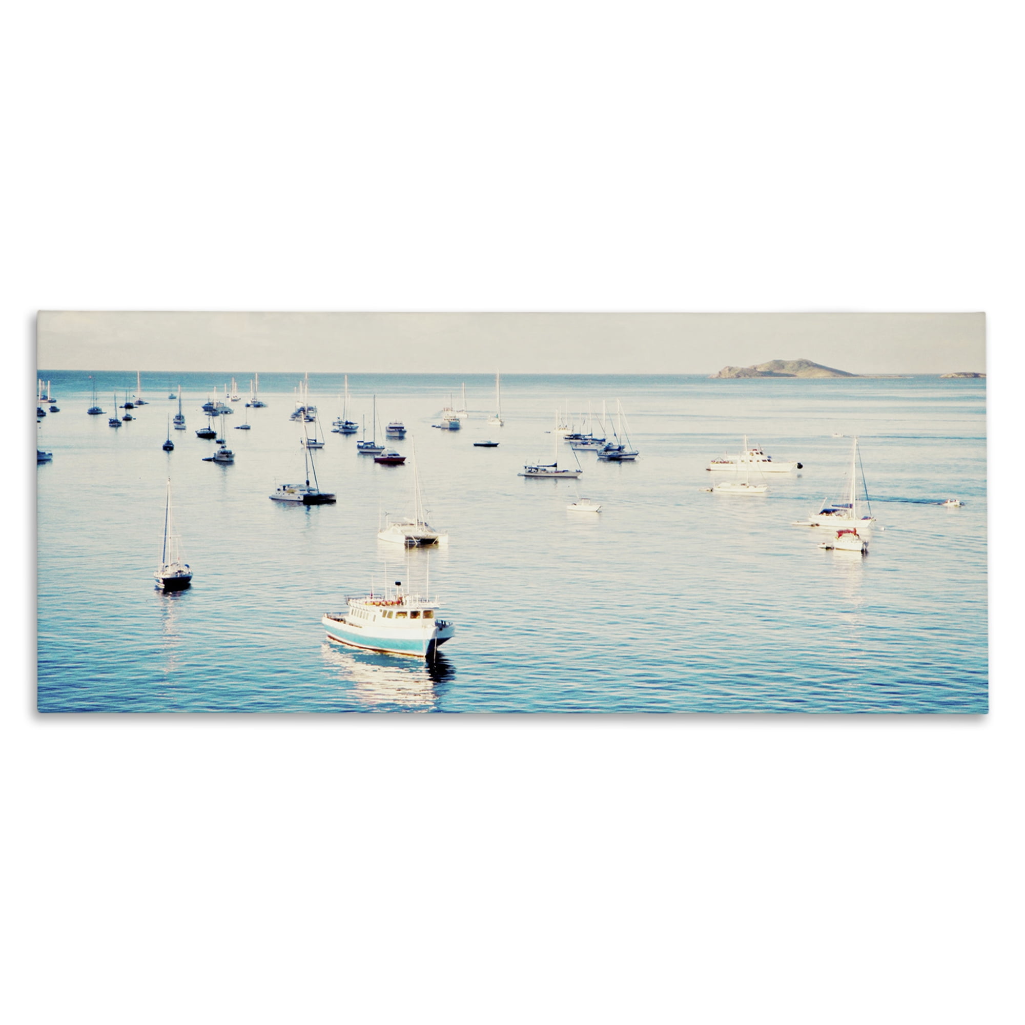 Stupell Industries Boat Fleet Marina Transportation Photography Gallery Wrapped Canvas Art Print Wall Art, 24 x 10
