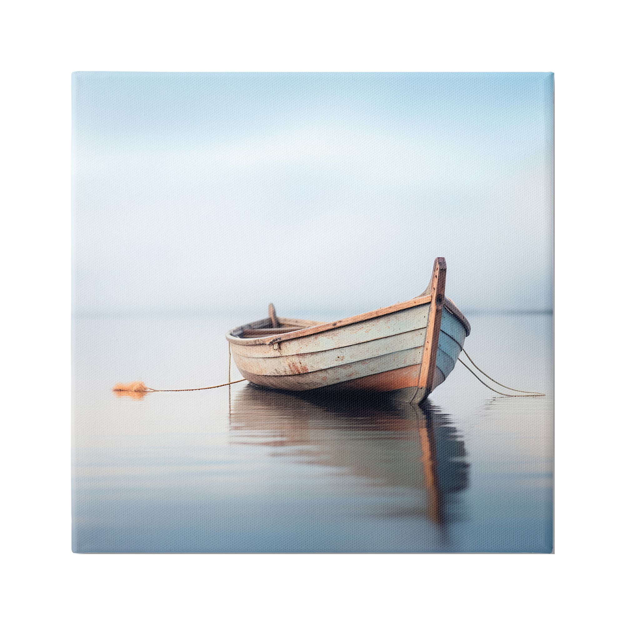 Stupell Industries Boat Floating in Fog Transportation Photography Gallery Wrapped Canvas Art Print Wall Art, 24 x 24