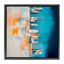 Stupell Industries Boat Harbor Aerial View Transportation Painting Black Floater Framed Canvas Art Print Wall Art, 18 x 18