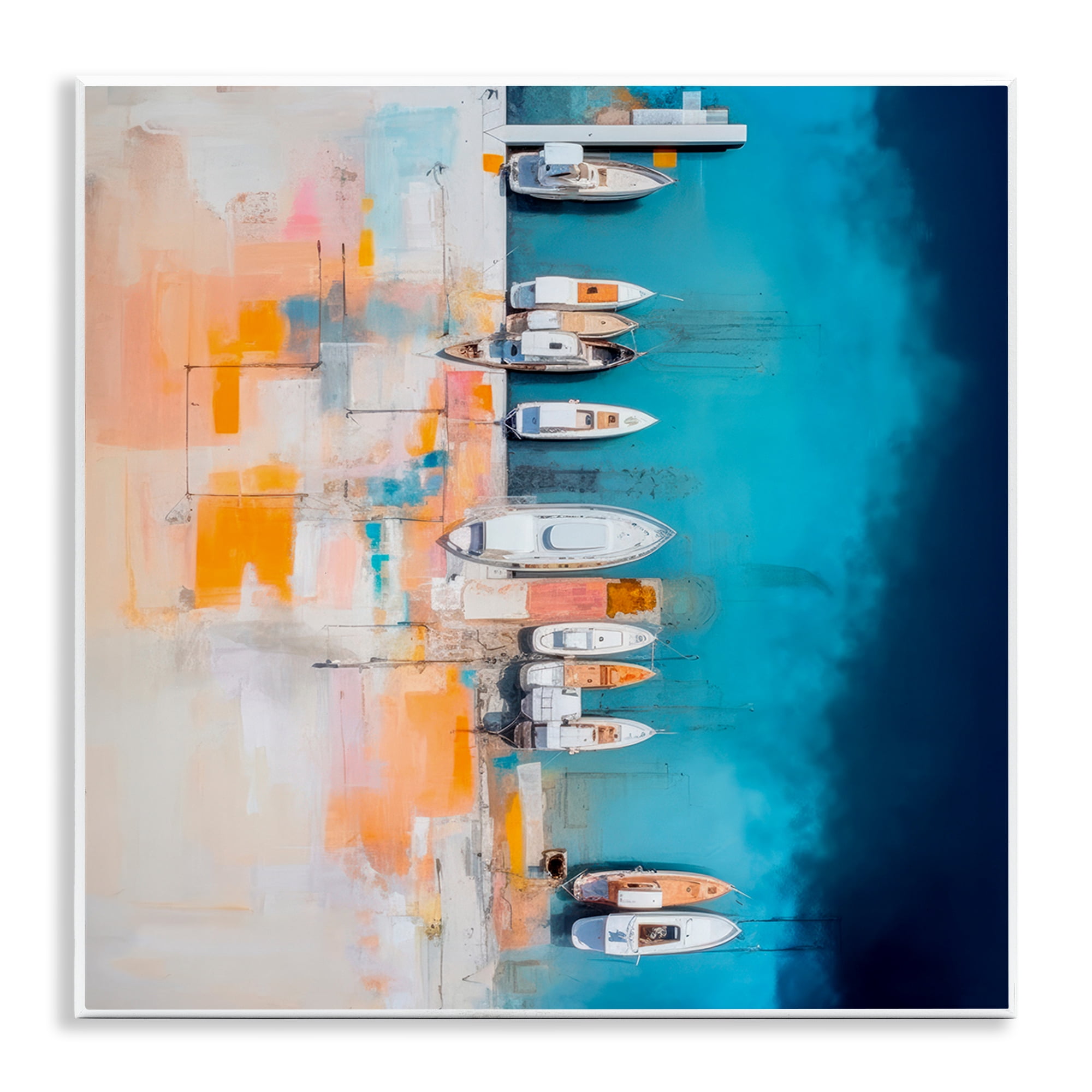 Stupell Industries Boat Harbor Aerial View Transportation Painting Unframed Art Print Wall Art, 12 x 12