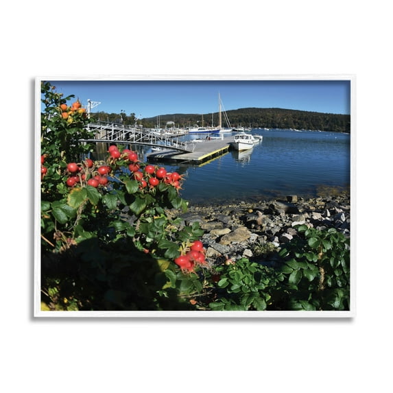 Stupell Industries Boat Harbor Photography Nature Photography White Framed Art Print Wall Art, 20 x 16