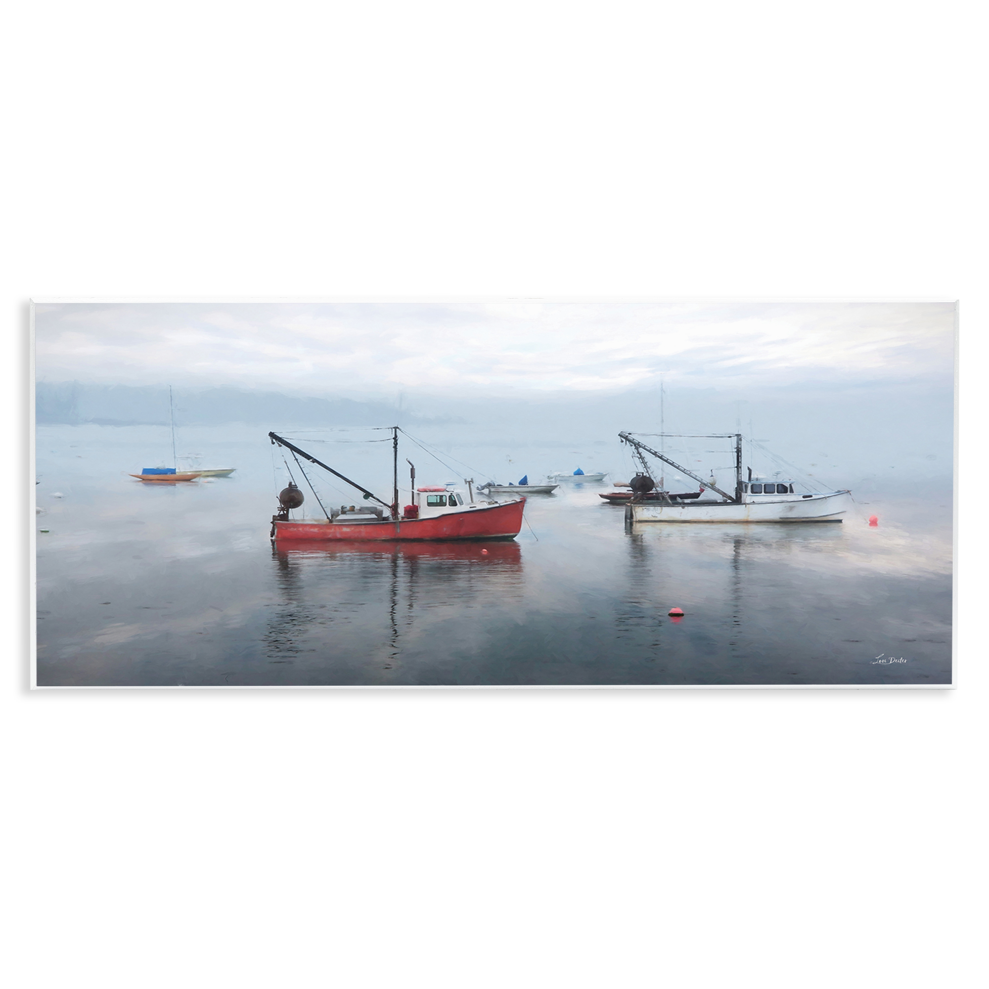 Stupell Industries Boat Harbor Seascape Nautical & Beach Photography Unframed Art Print Wall Art, 17 x 7