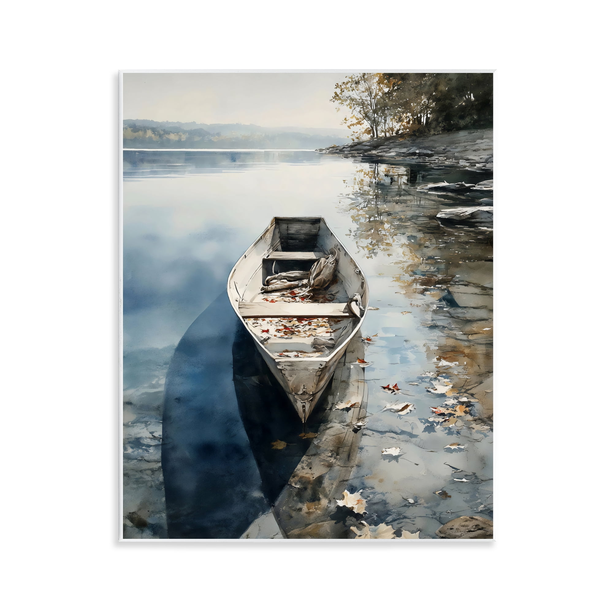Stupell Industries Boat In The Fall Reflection Wall Plaque Art, design by Franklyn Gregory