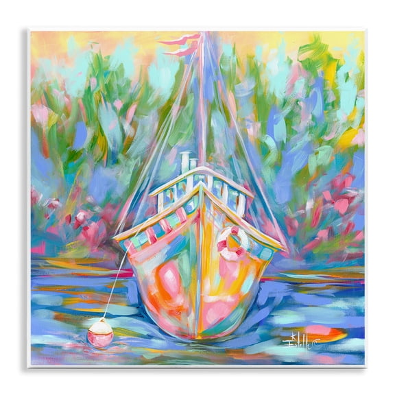Stupell Industries Boat In Waiting Transportation Painting Unframed Art Print Wall Art, 12 x 12