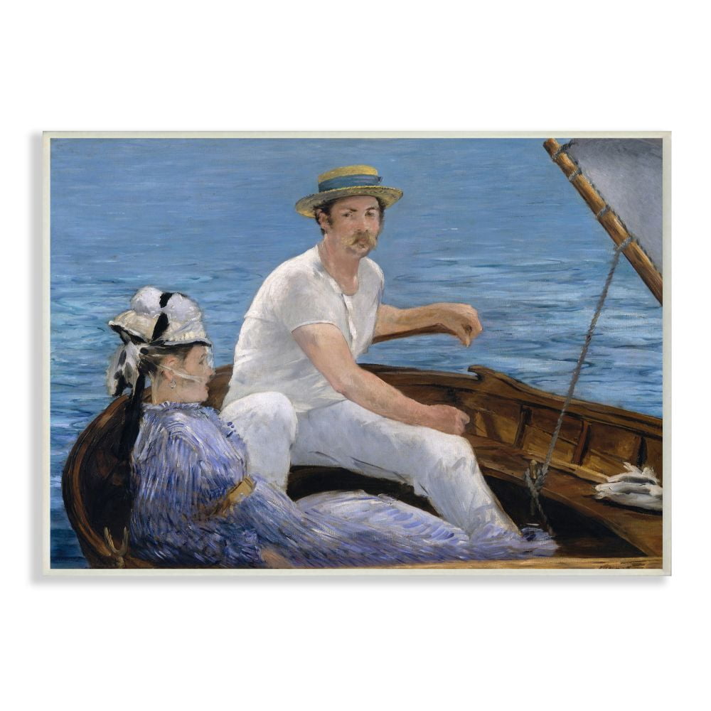 Stupell Industries Boat Lounge Lake Classic Painting Wall Plaque by Edouard Manet