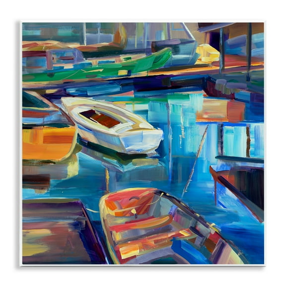Stupell Industries Boat Marina Abstraction Transportation Painting Unframed Art Print Wall Art, 12 x 12