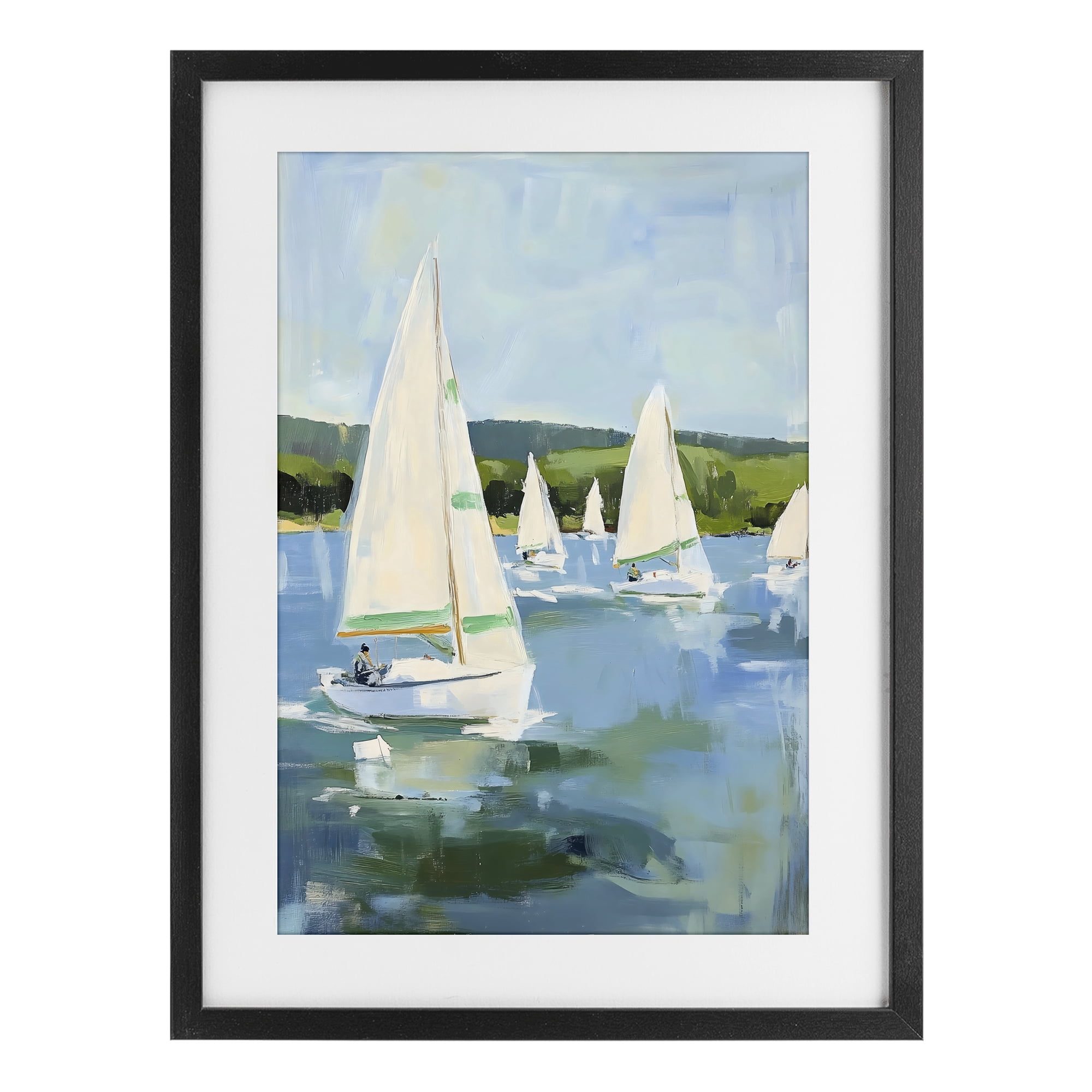 Stupell Industries Boat Race Regatta Black Framed Print Under Glass, design by Petal Prints Design
