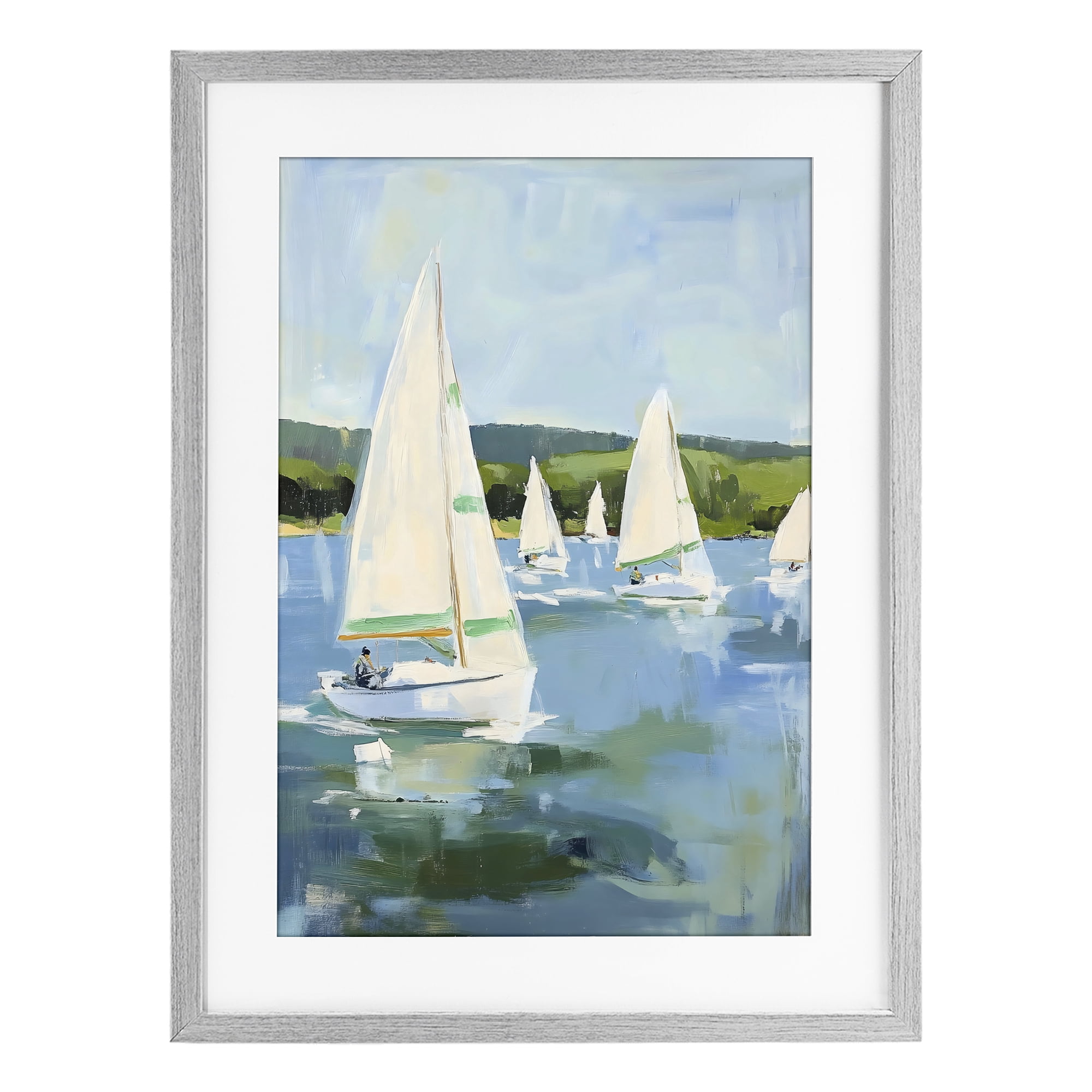 Stupell Industries Boat Race Regatta Gray Framed Print Under Glass, design by Petal Prints Design