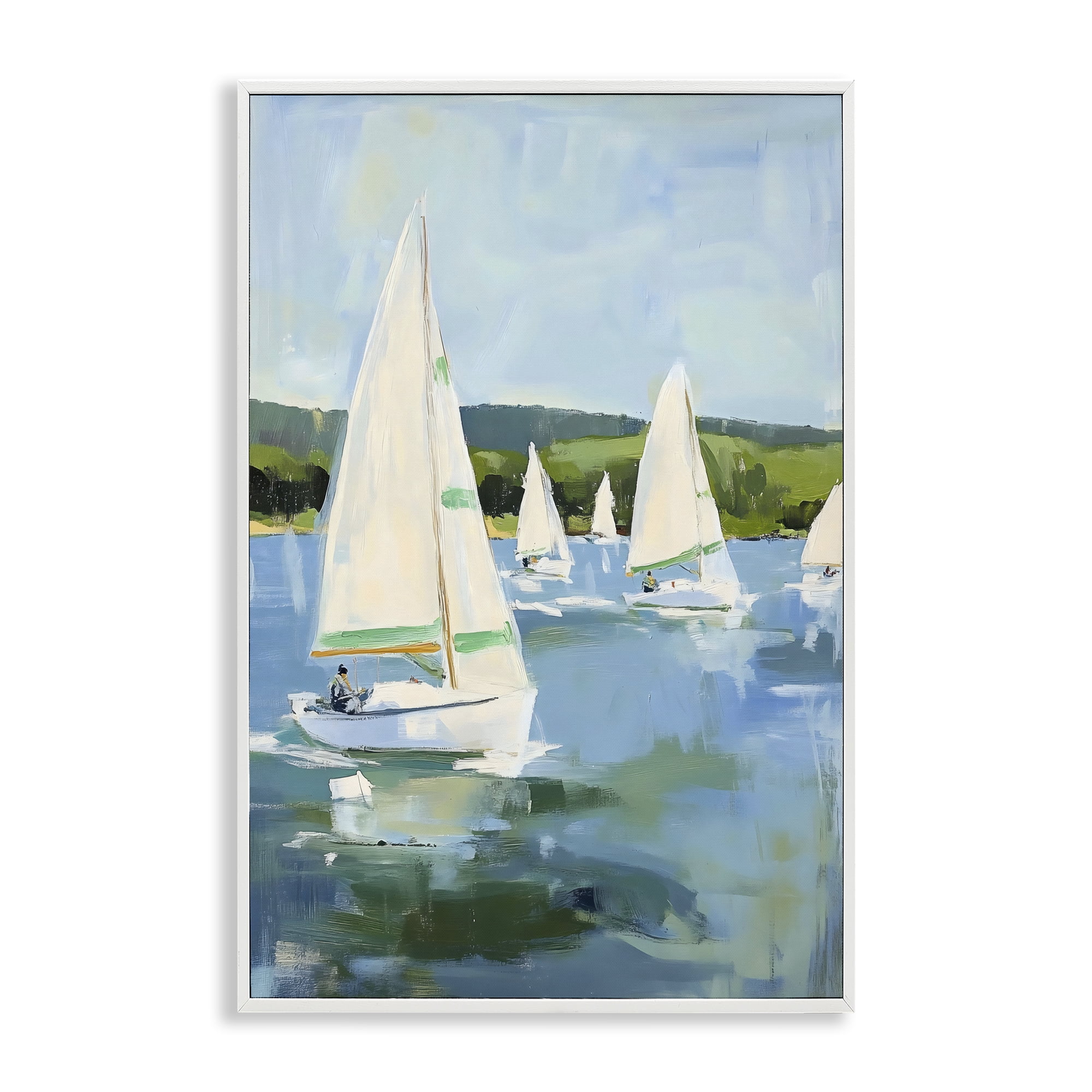 Stupell Industries Boat Race Regatta White Framed Giclee Art, design by Petal Prints Design